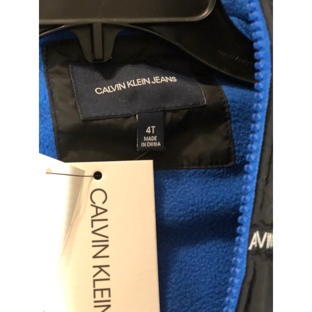 Calvin Klein Toddler Boys Sz 4 Hooded Logo Stripe Bubble Puffer Coat jacket NWT - Picture 6 of 6